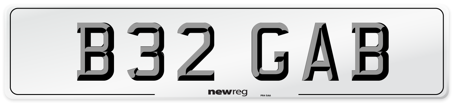 B32 GAB Number Plate from New Reg
